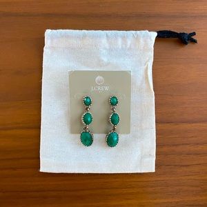 J Crew Emerald and Gold Drop Earrings